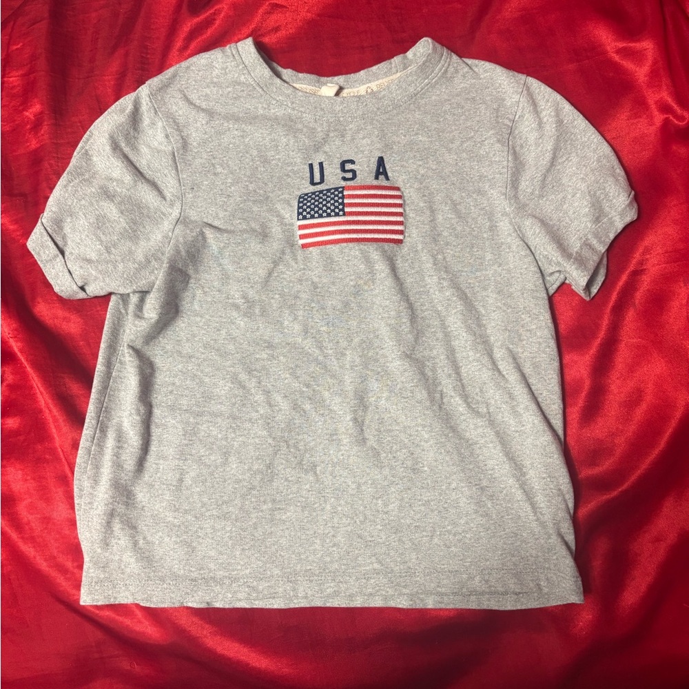 Gray USA Flag Baby-Tee